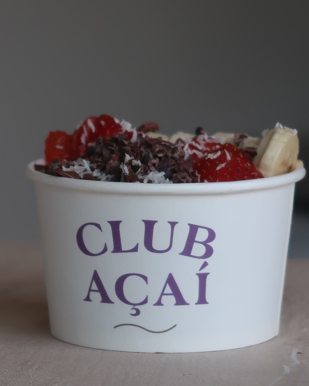 Club Açaí bowl photographed as a partner detail